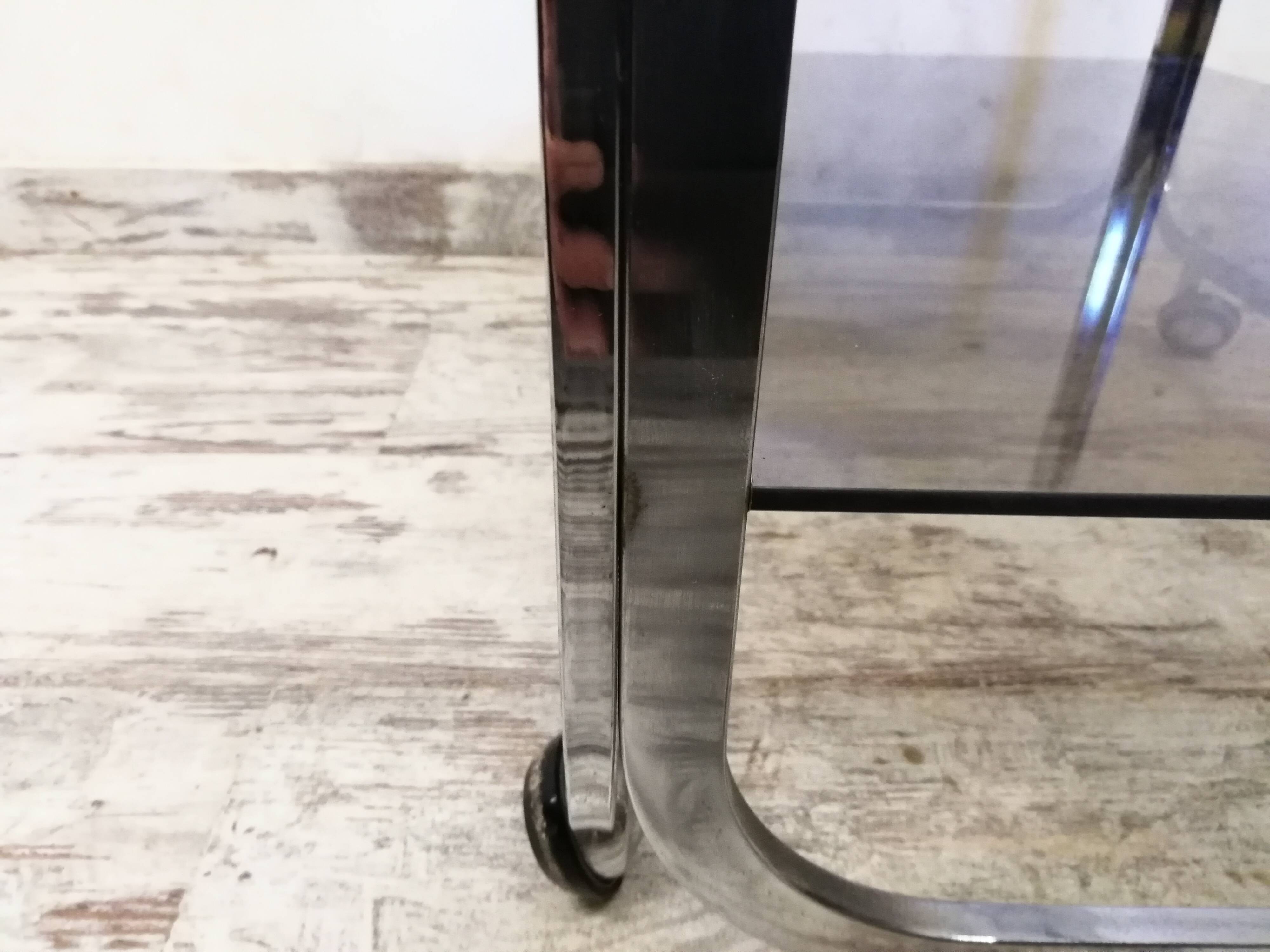 Vintage chrome metal serving trolley