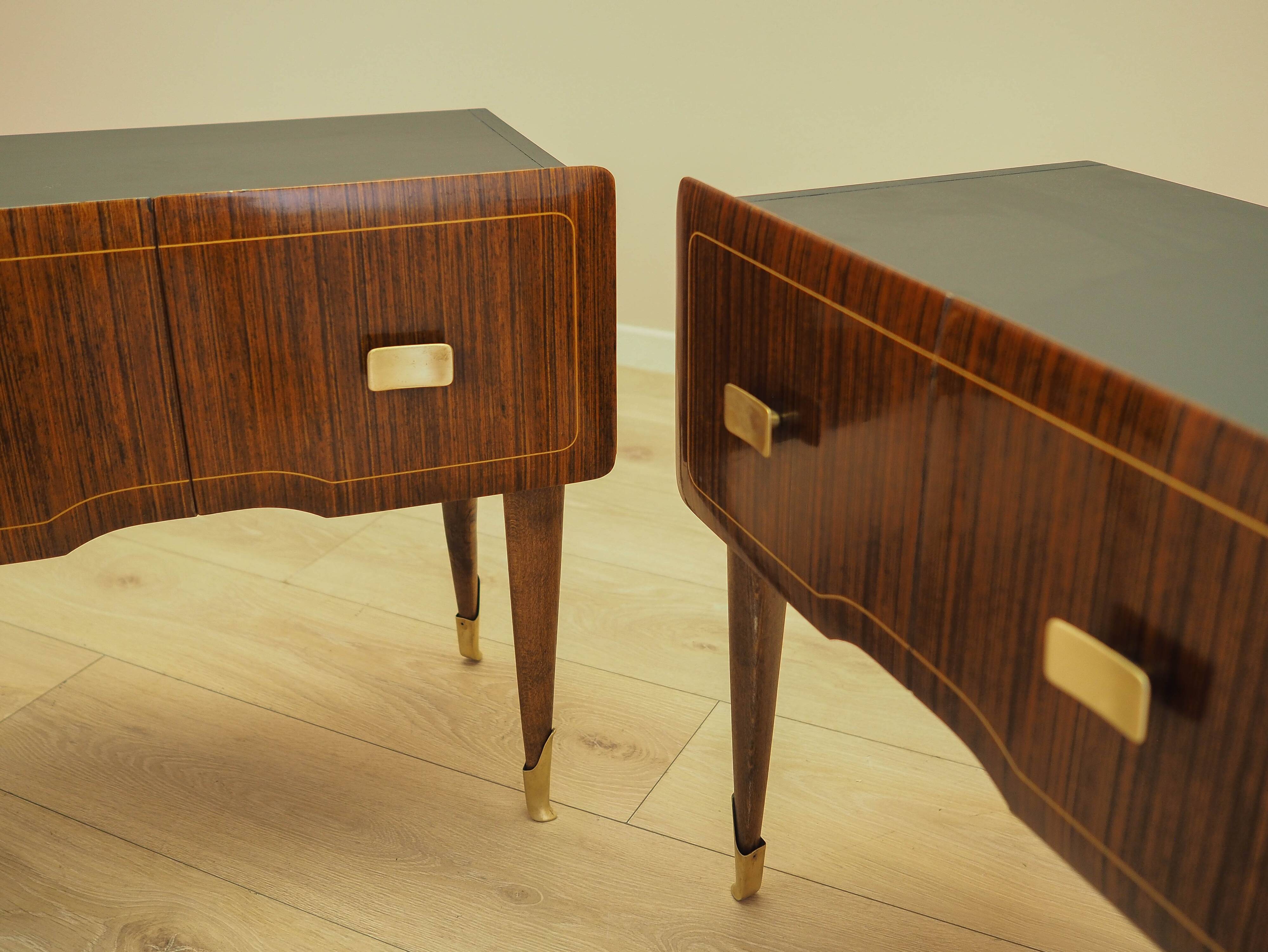 Two Bedside Cabinets, Mahogany Veneer, Italy, 1970s