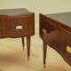 Two Bedside Cabinets, Mahogany Veneer, Italy, 1970s