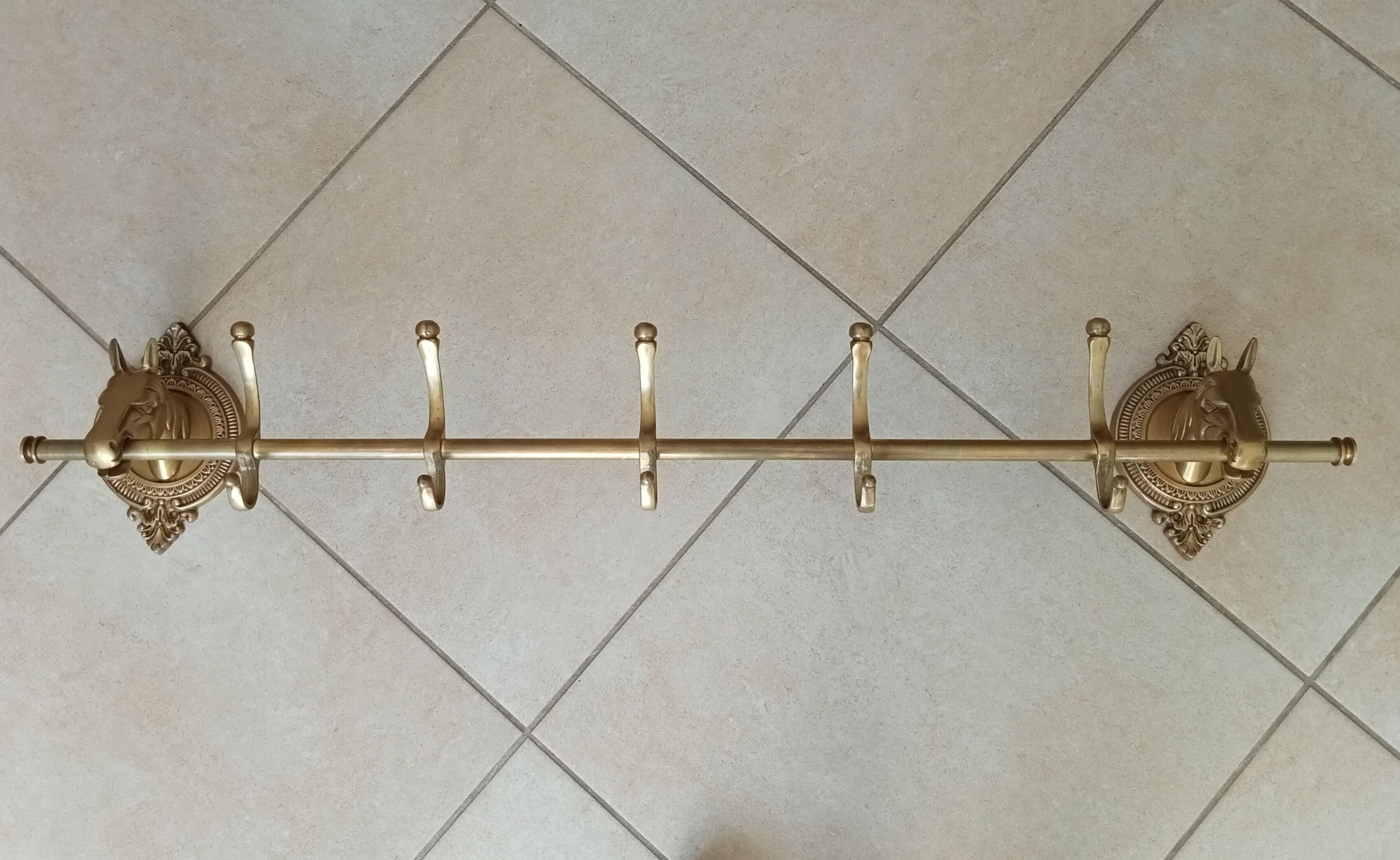 Coat rack in solid brass gilded 50s