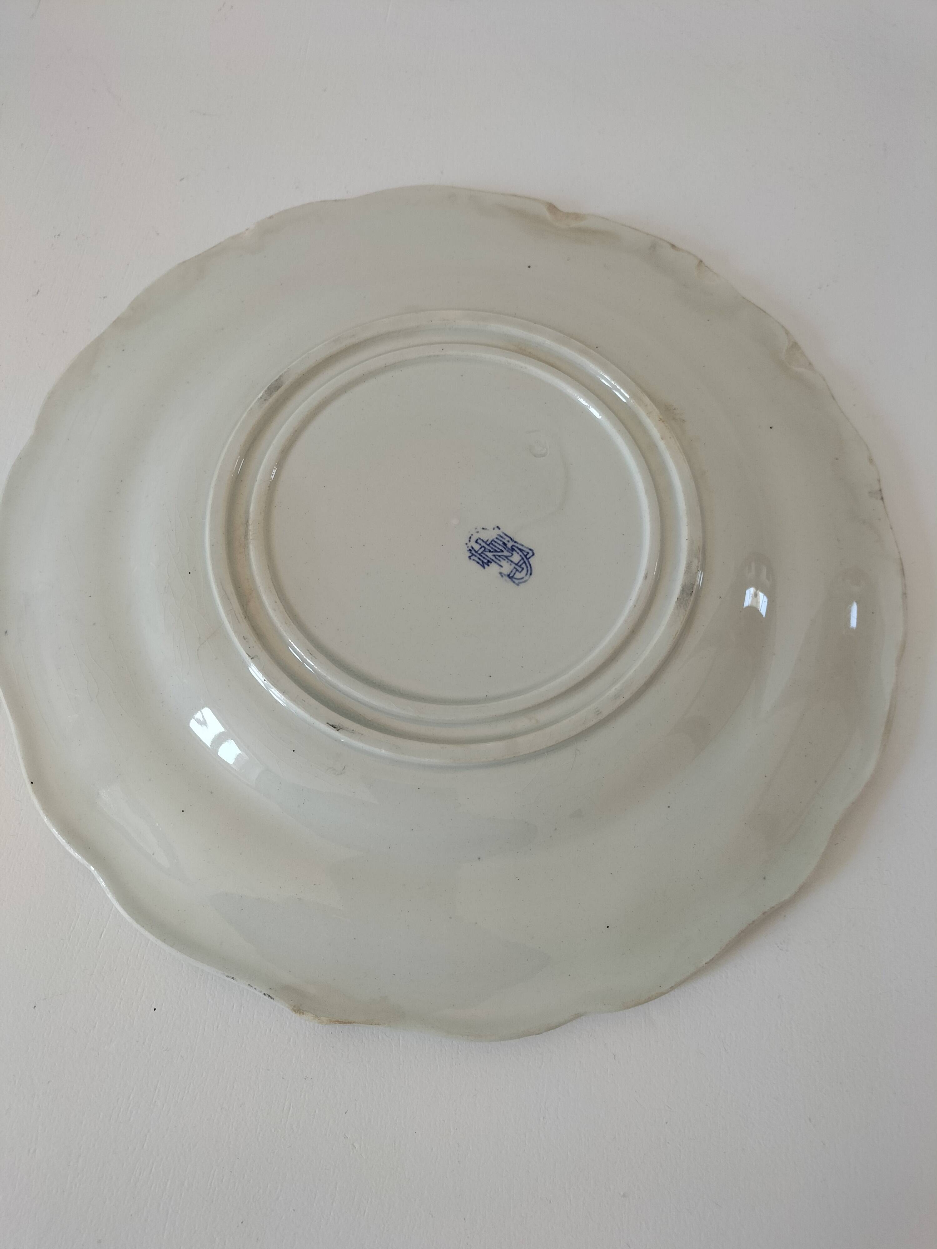 Gien plate – Rouen decor with tapered valances – Old stamp 1920