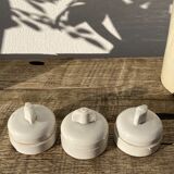 3 electric switches ceramic 20-30s vintage white