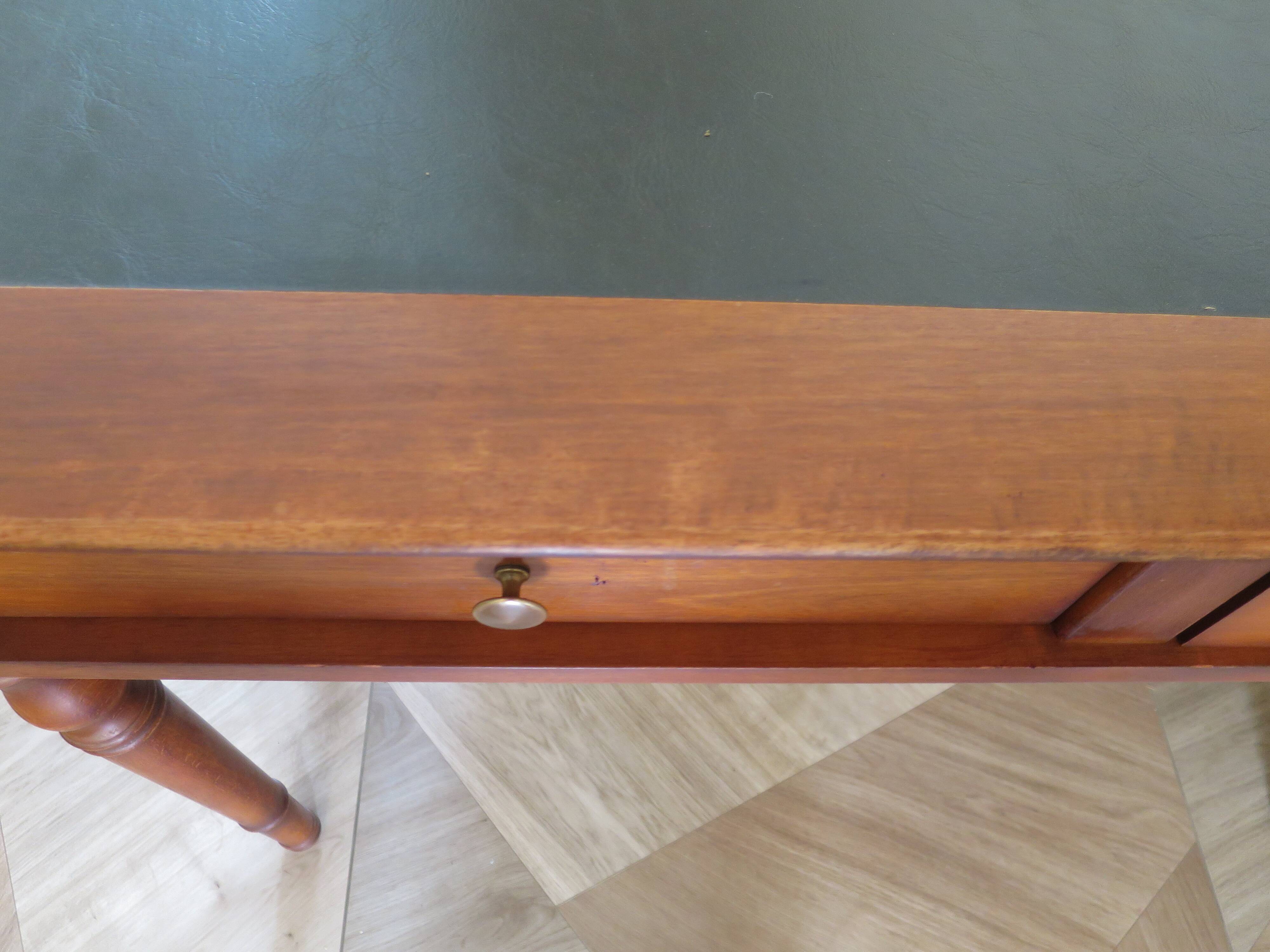 minister's desk - 2 drawers - solid wood - faux leather writing pad - Louis Philippe
