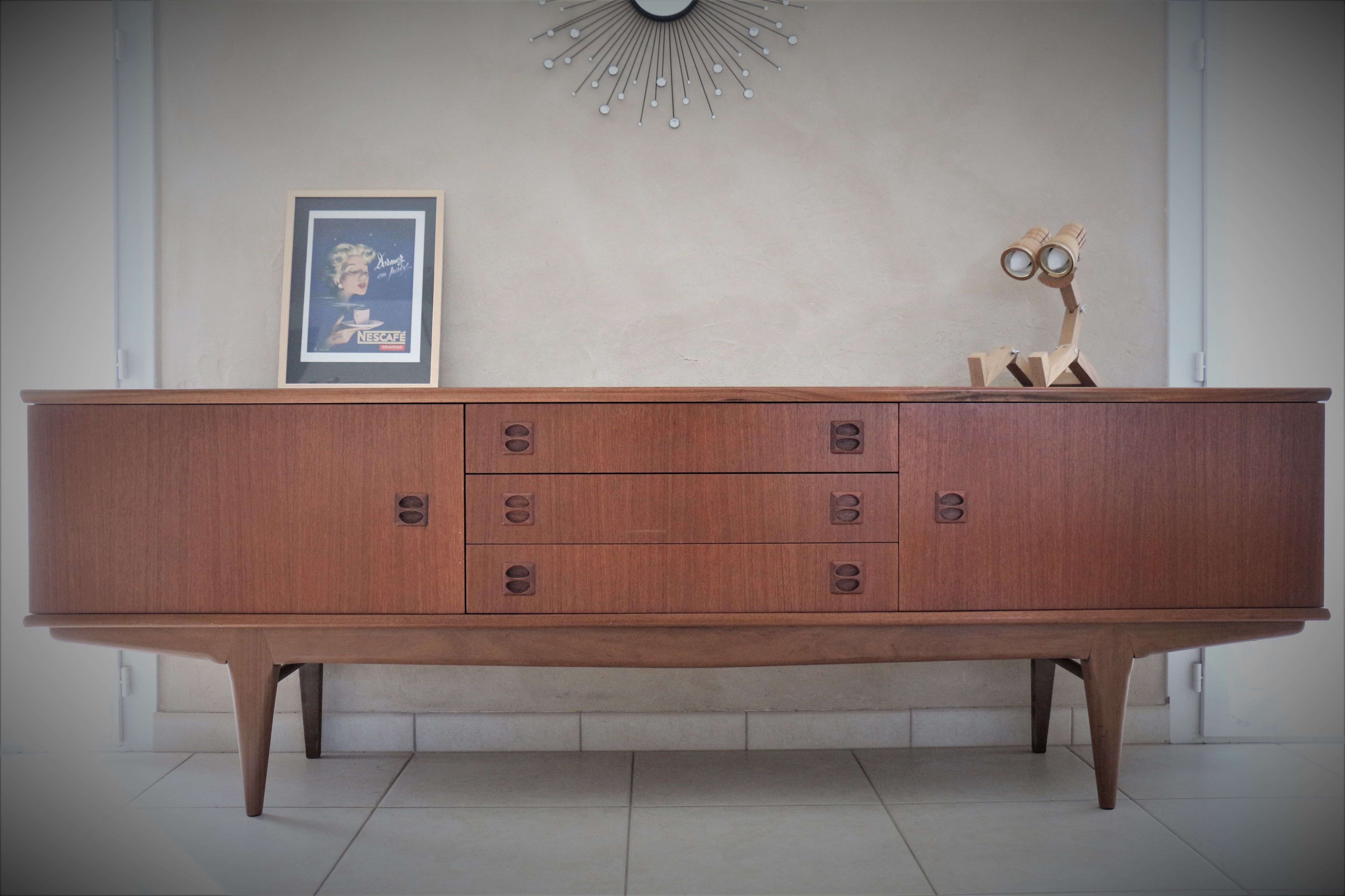 Scandinavian sideboard in teak and teak veneer in the late 60s