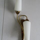Wall lamp double opaline glass and brass 2 tones