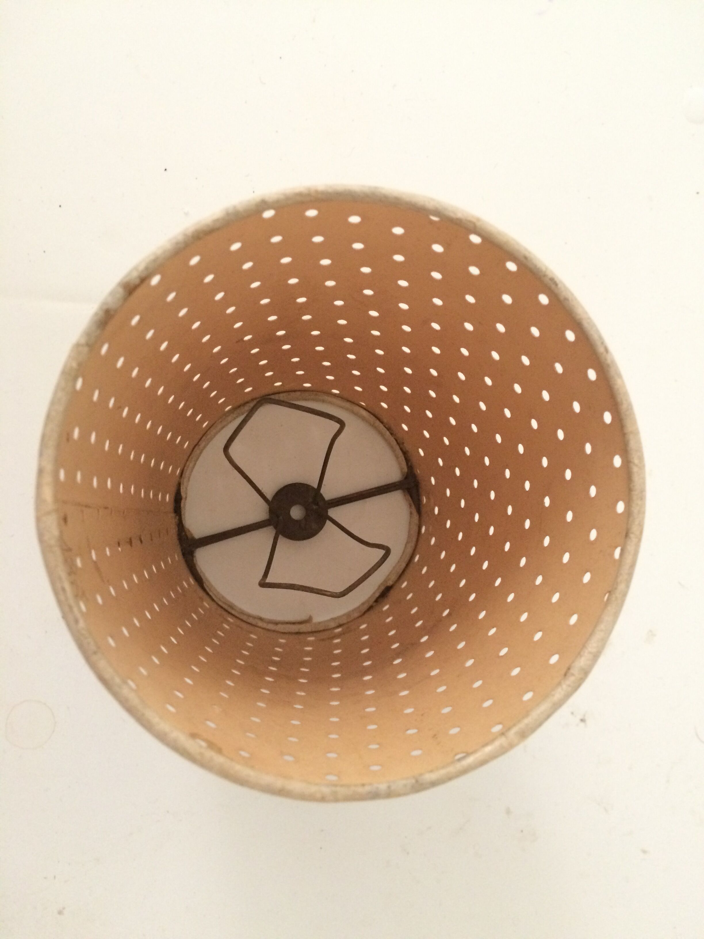 Mini lampshade with vintage perforated cardboard pliers