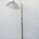 Mid Century Modern brass floor lamp with Capiz shell shade 1970s