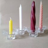 Set of 4 Art Deco style glass candle holders