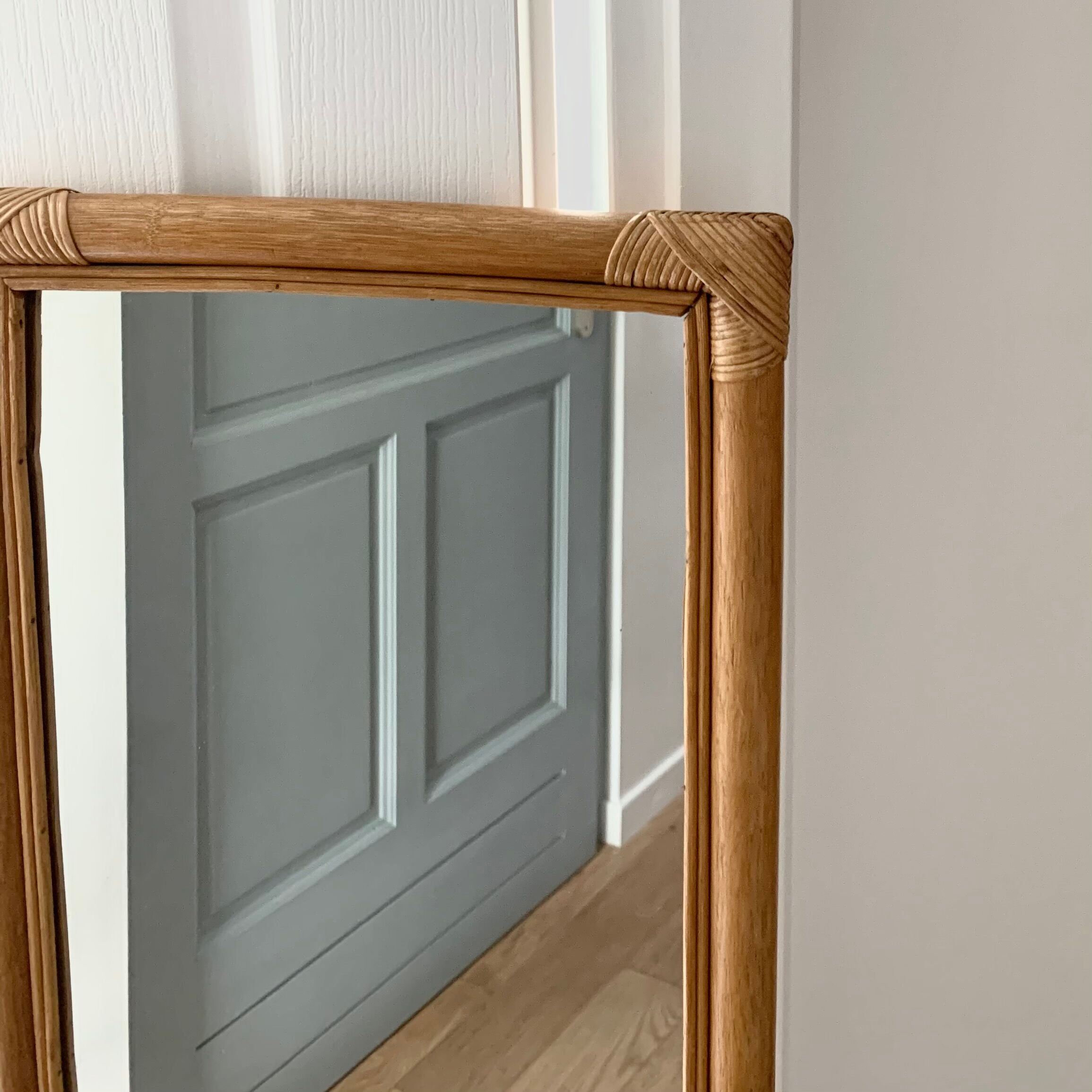 Rectangular rattan mirror