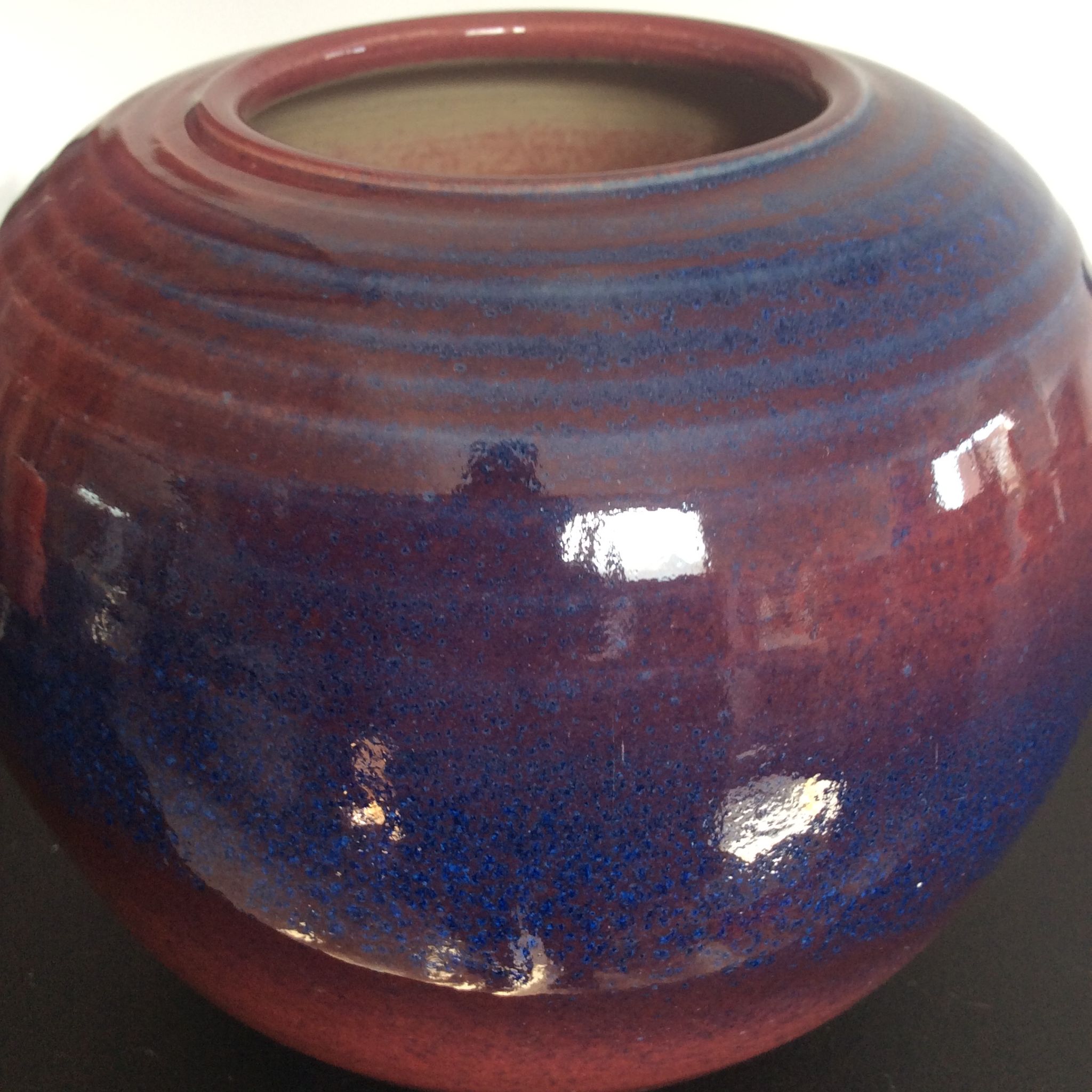 Vase boule vintage années 70/80 en céramique Émaillée