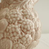 Pink pitcher - glazed ceramics - raspberry reliefs - Salins les Bains
