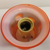 Table lamp, made in red double layer glass with metal details. estimated from the 1960s