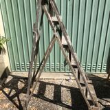 Former painter's stepladder wood 6 marches decoration vintage library