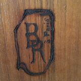 Beautiful coffee table lacquered in black, eggshell and blue