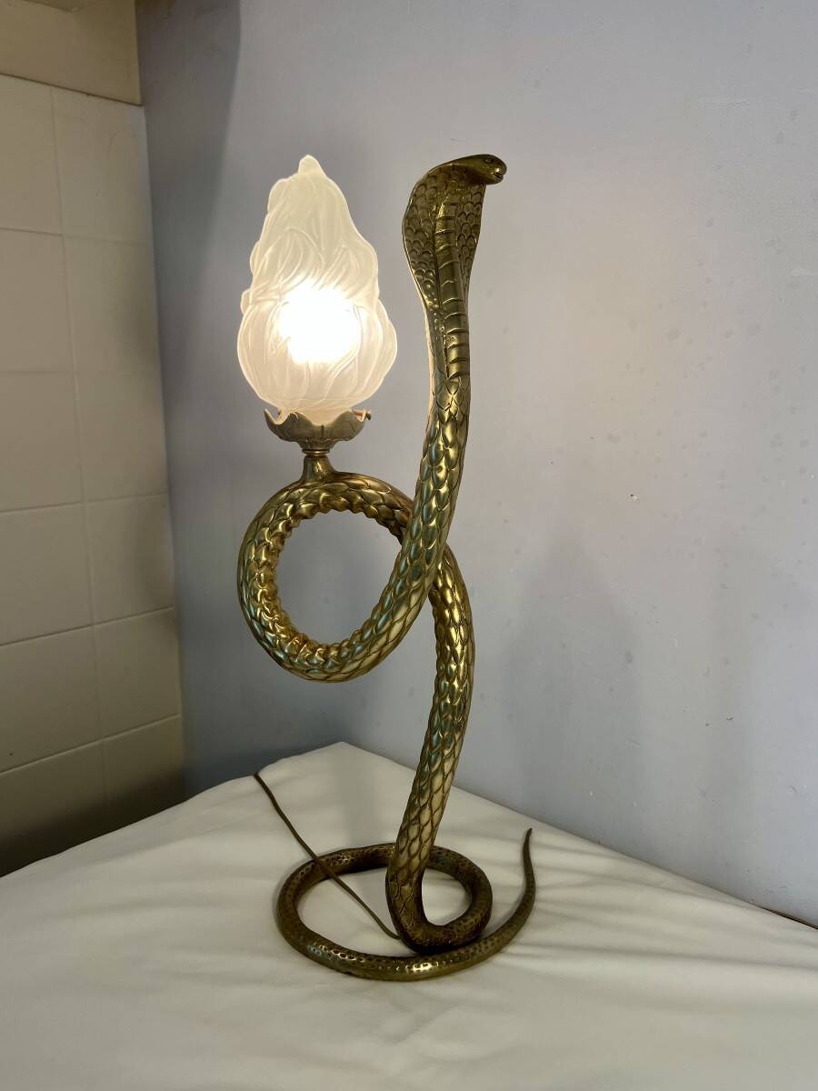 Cobra snake lamp in bronze