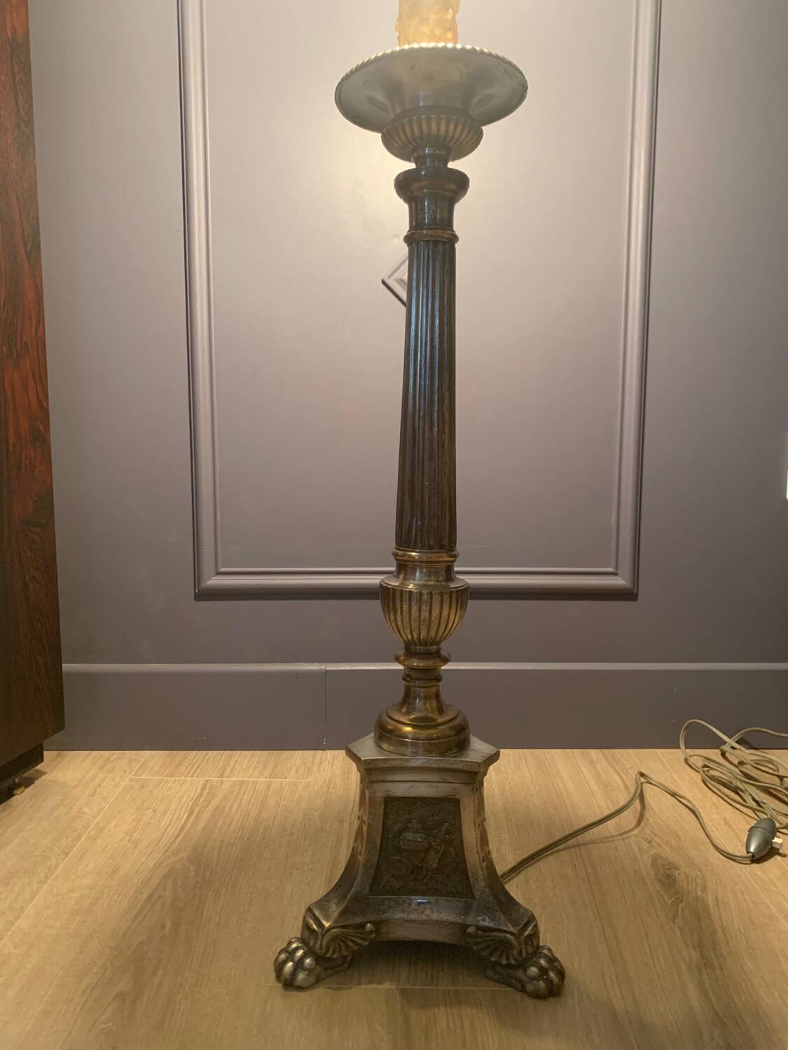 Silver-plated candle holder lamp - 19th century - antique