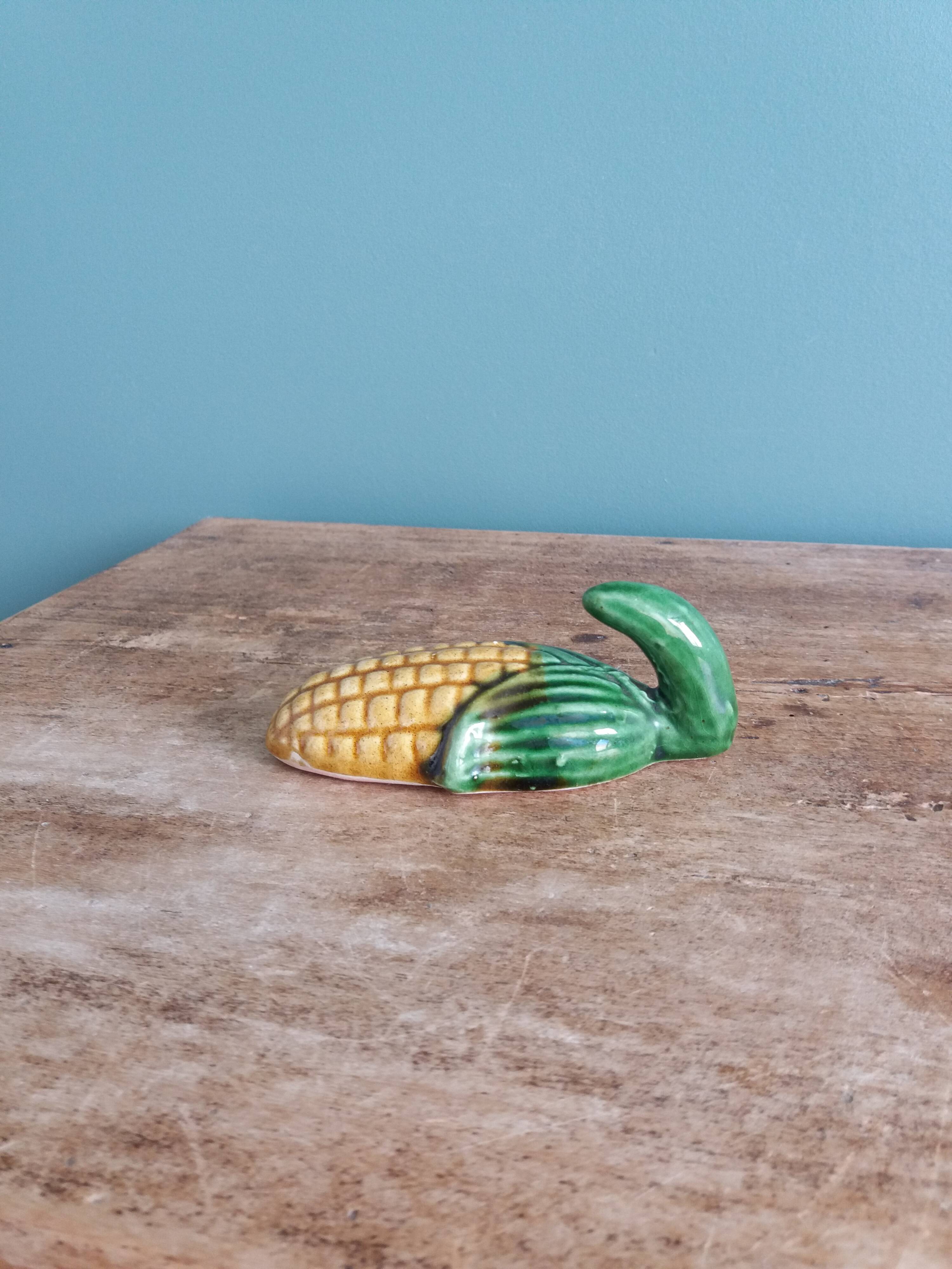 Patère crochet à torchon, maïs en barbotine