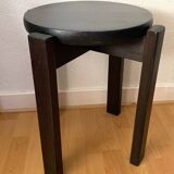 Black lacquered wooden stool
