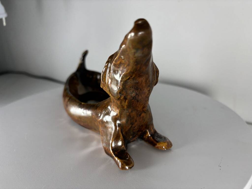Dachshund ceramic dish 1960 france vintage
