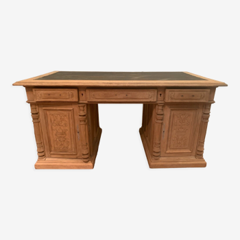 Double-sided desk Solid oak coffered desk XIX century