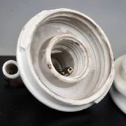 Early 1900 Industrial Mount Light Industrial Ceiling Porcelain Ceramic Lamp