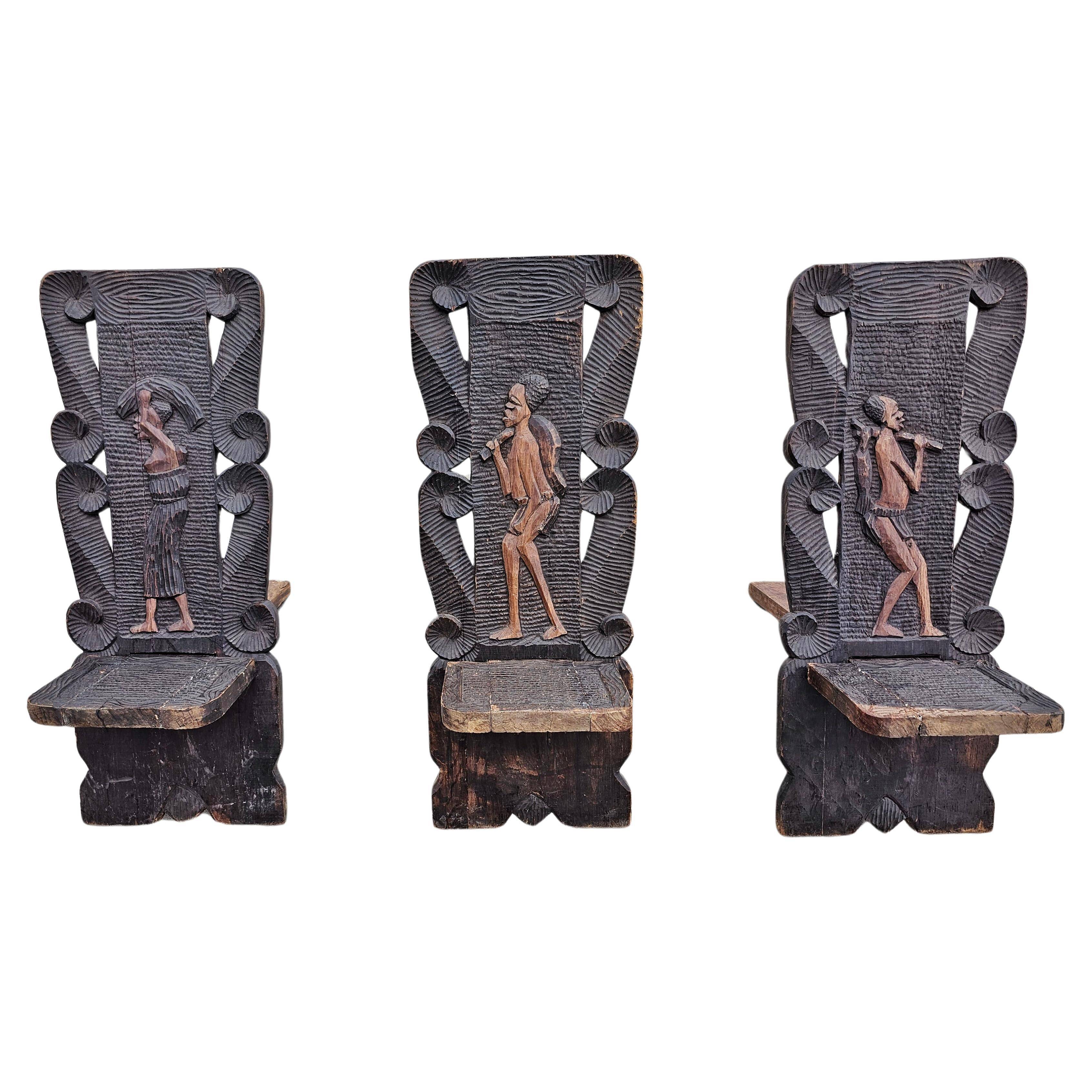 Antique carved wood Stargazer chair from the 1890s.