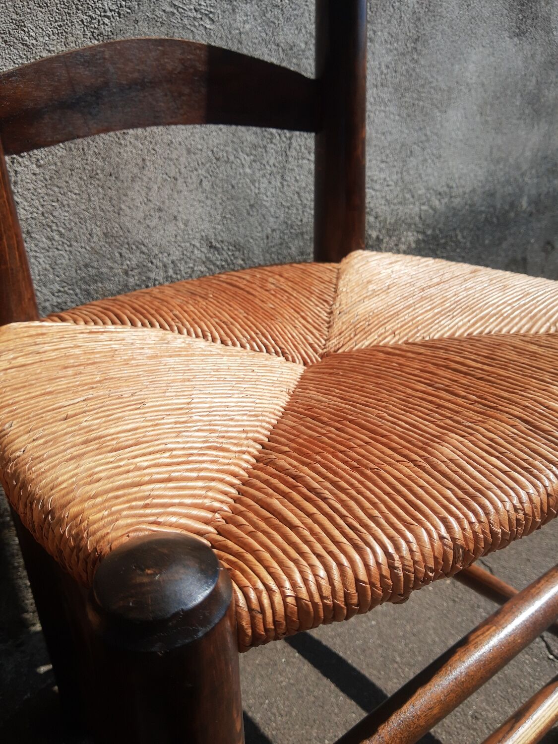 Pair of brutalist wood mulched chairs