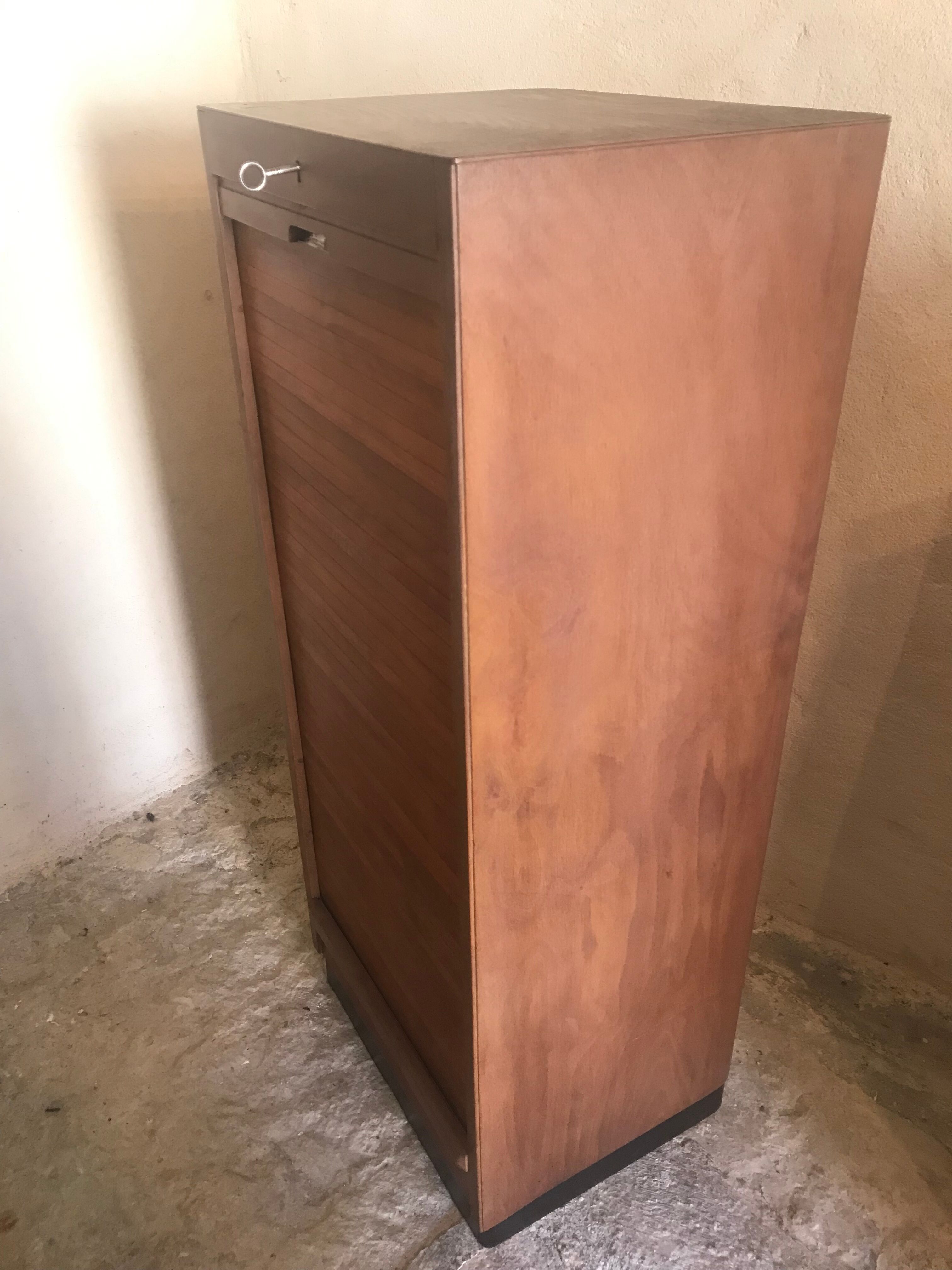 Vintage mid century wooden curtain binder cabinet