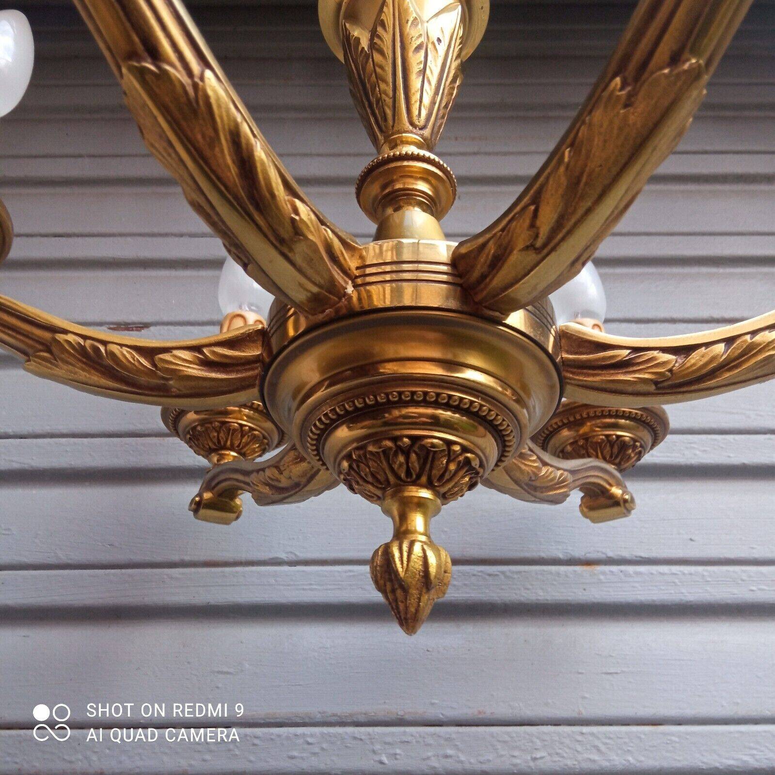 Louis XV style 6-light bronze chandelier in working order - Lucien GAU