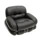 Italian Pair Of Okay Armchairs by Adriano Piazzesi with Black Leather and Steel