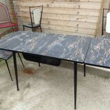 Set table and 4 chairs formica marbled black kitchen