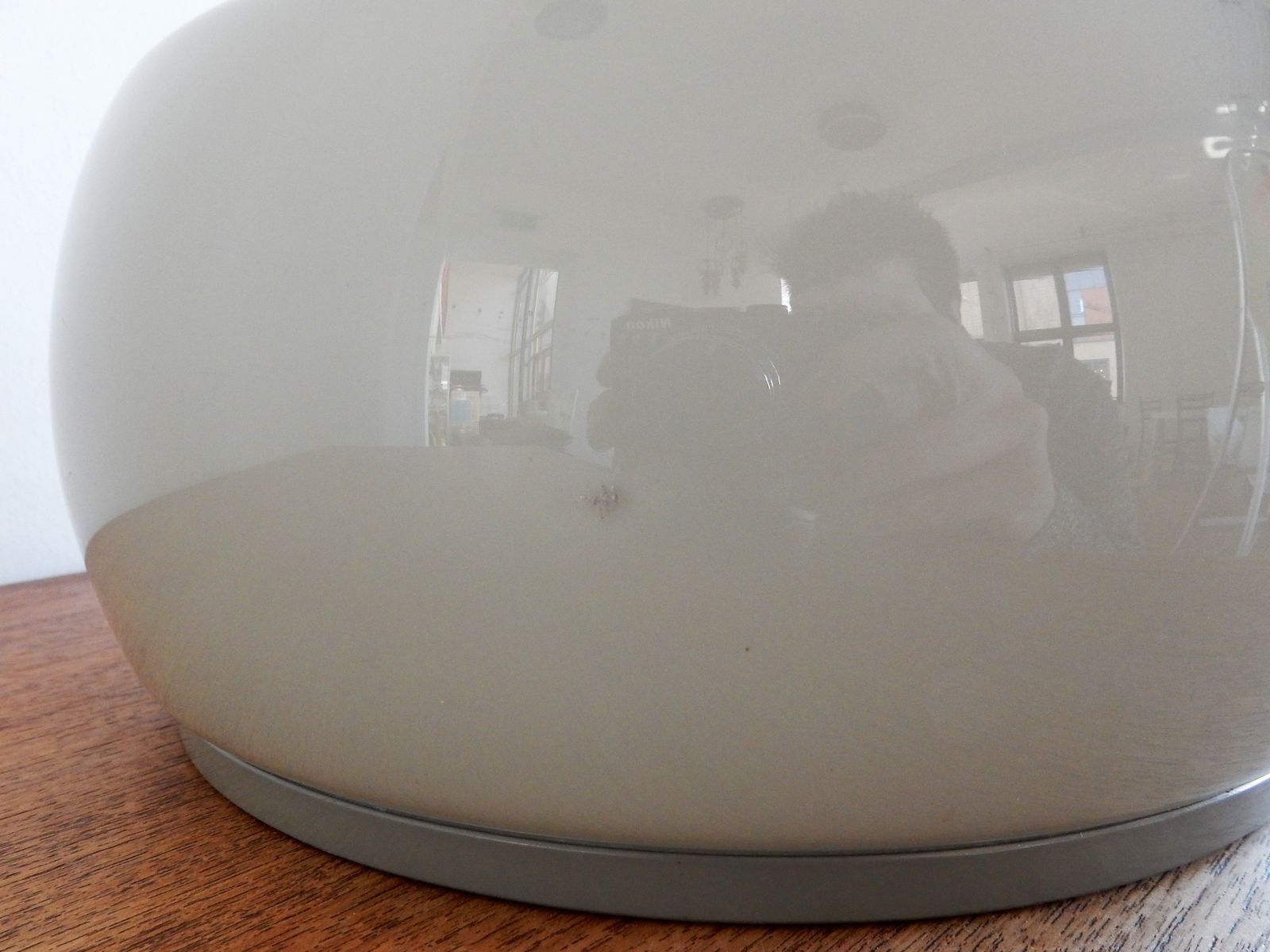 Lampe de bureau vintage en verre gris 1960s