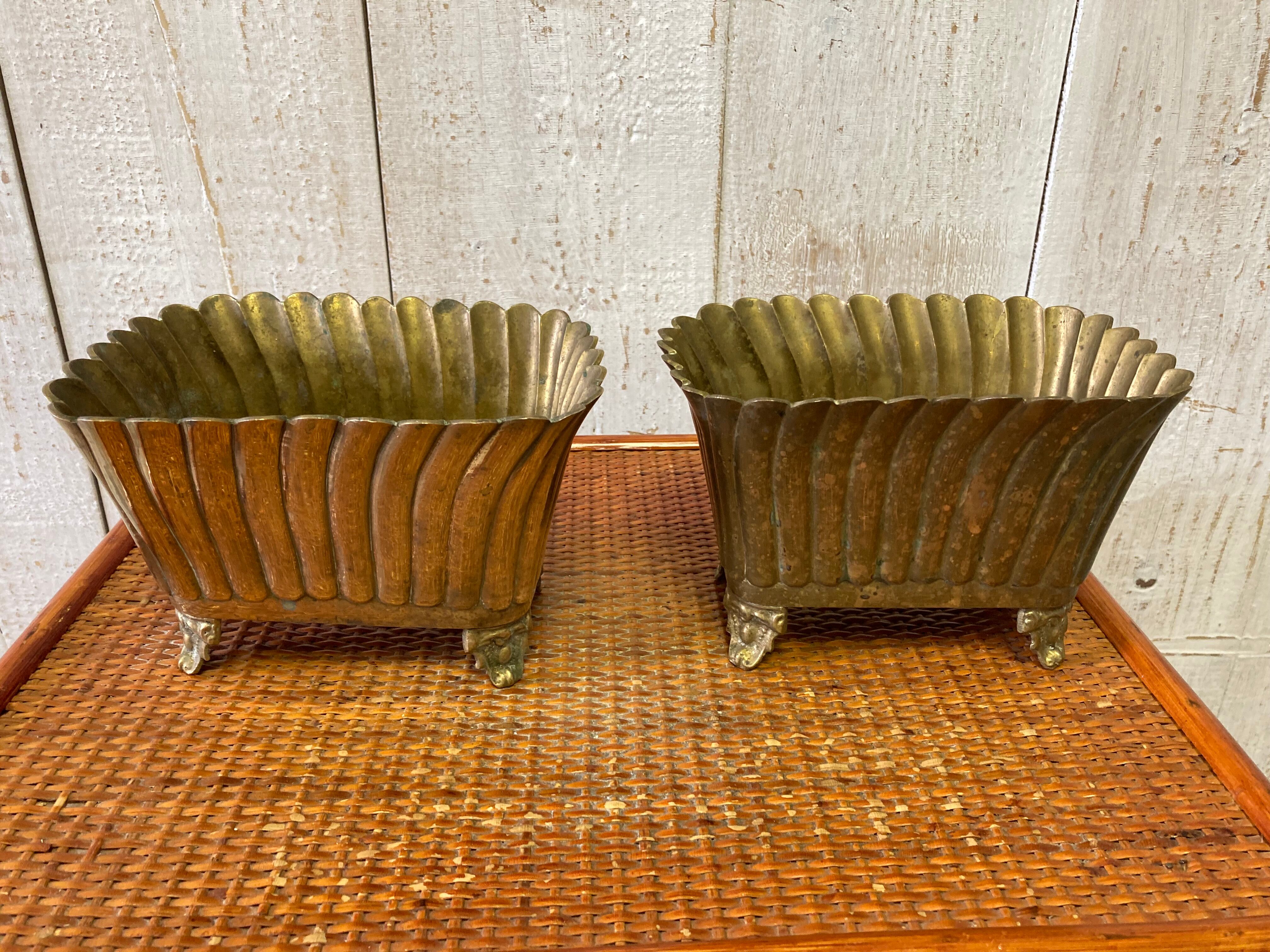 Pair of brass planters