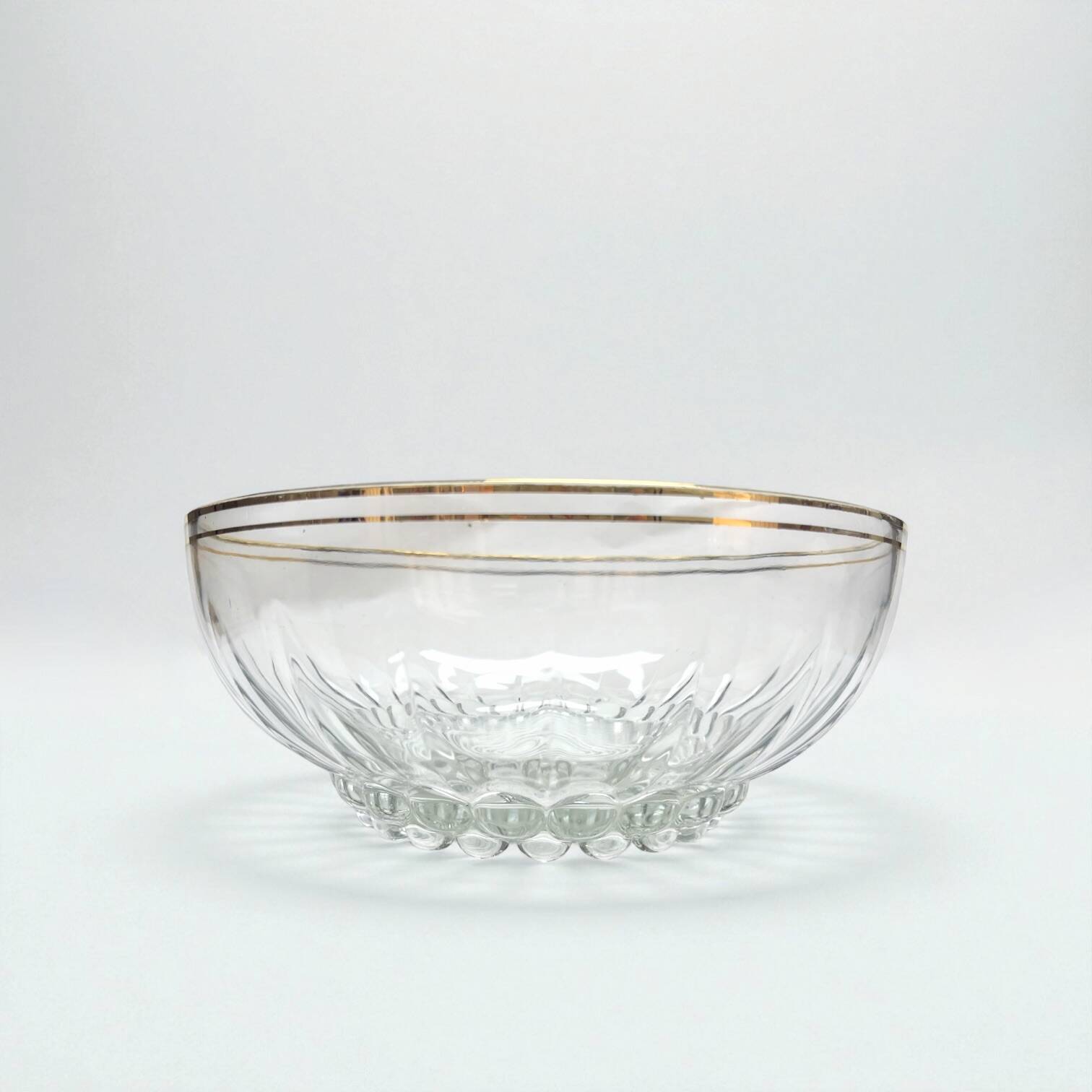 Fruit salad service in molded glass and gilt decoration with balls, 1950