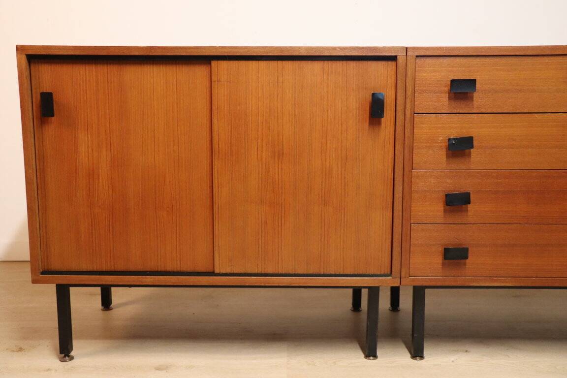 Vintage sideboard in wood and metal, 1960s