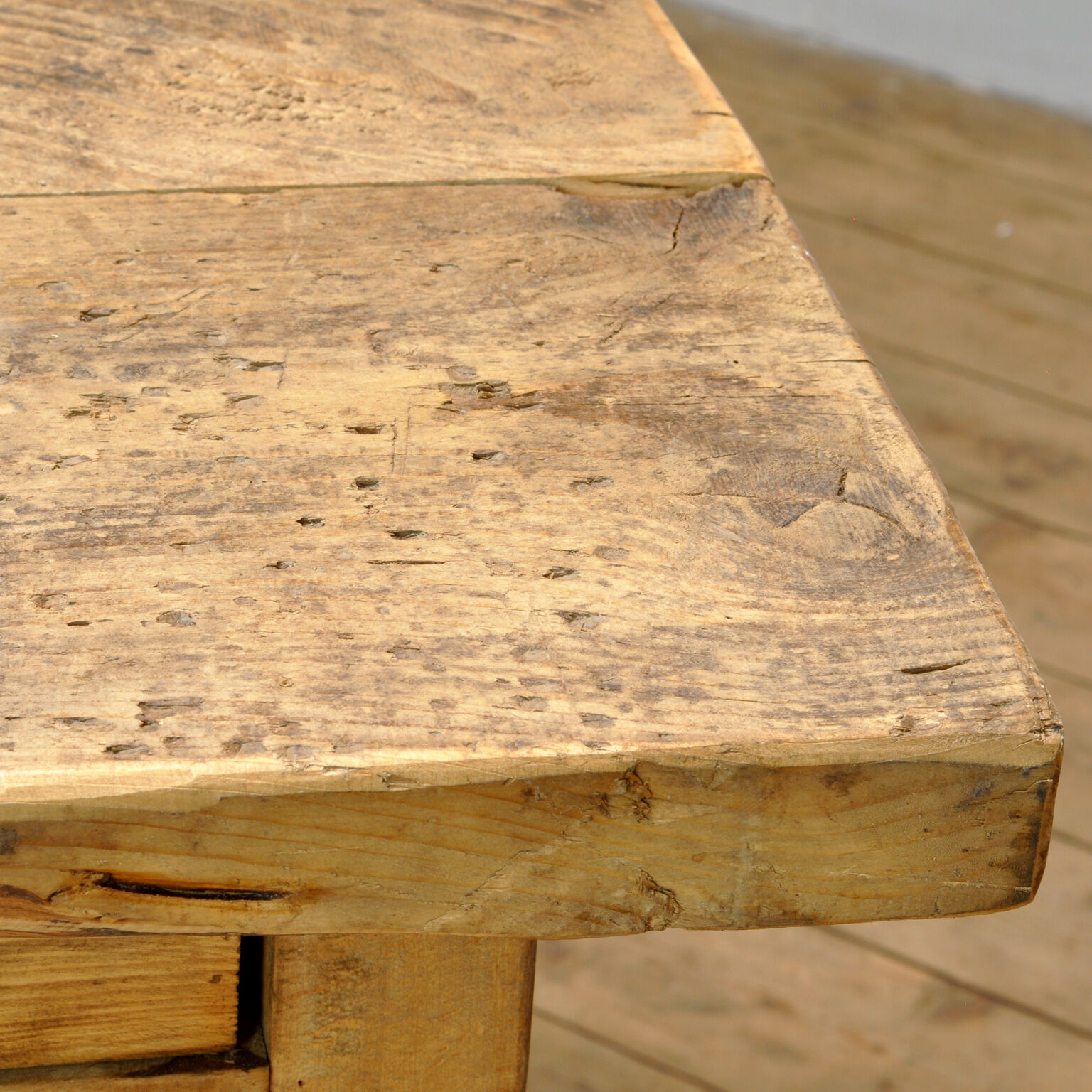Industrial wooden worktable, 1980's
