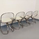 Set of 4 vintage Italian Gastone Rinaldi style chairs in chrome metal