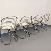 Set of 4 vintage Italian Gastone Rinaldi style chairs in chrome metal