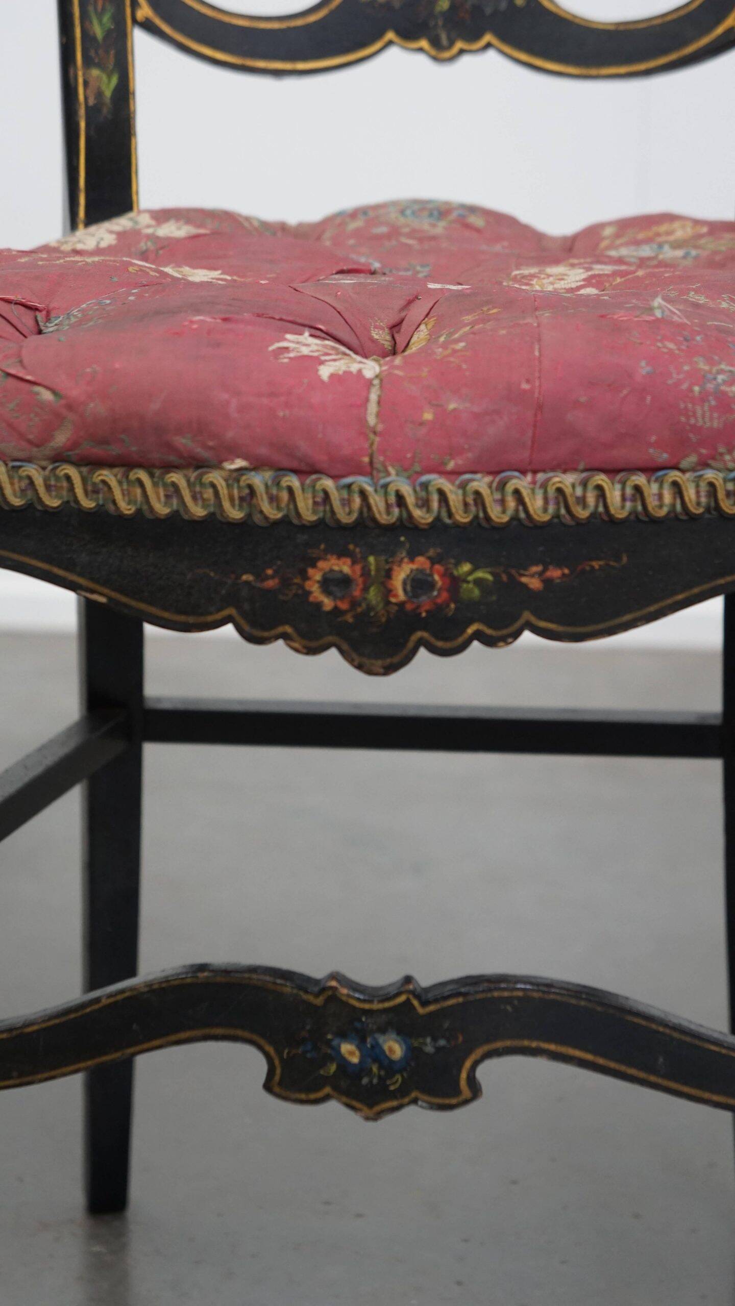 Set of 4 antique French Napoleon III chairs inlaid with mother-of-pearl