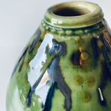 Signed ceramic green vase