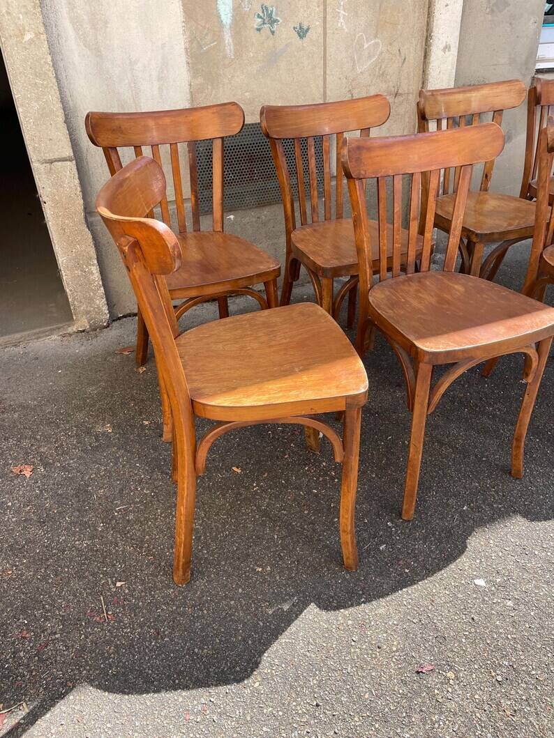 7 chaises bistrot vintage style Thonet Baumann