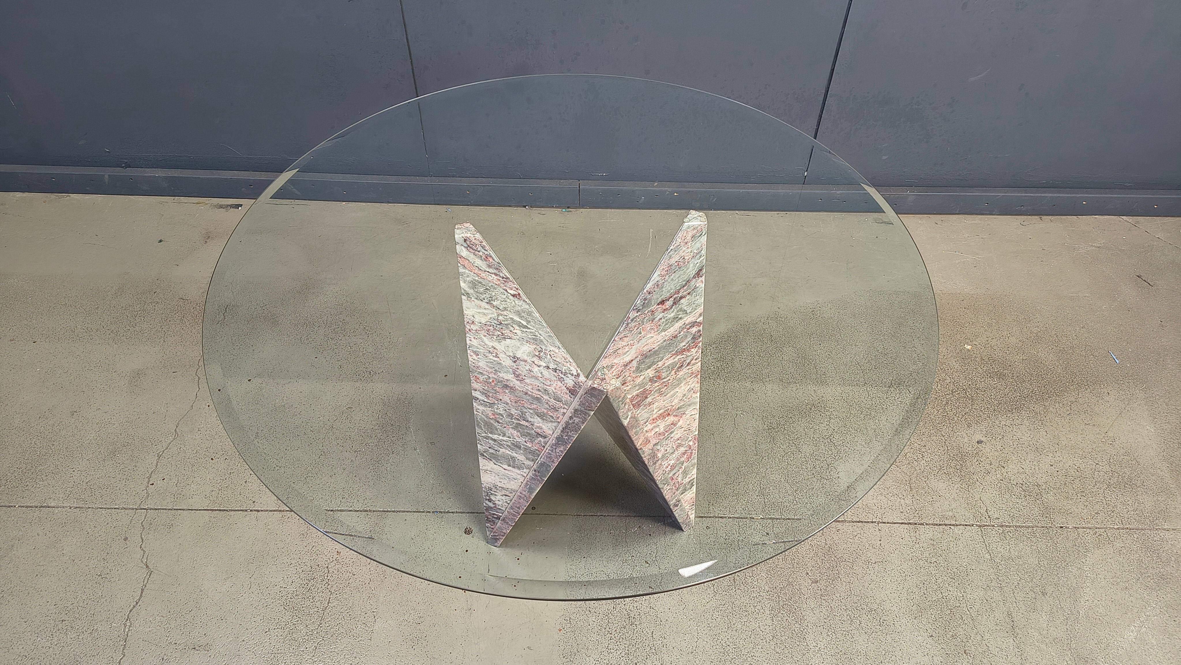 Architectural marble and glass dining table, 1970s