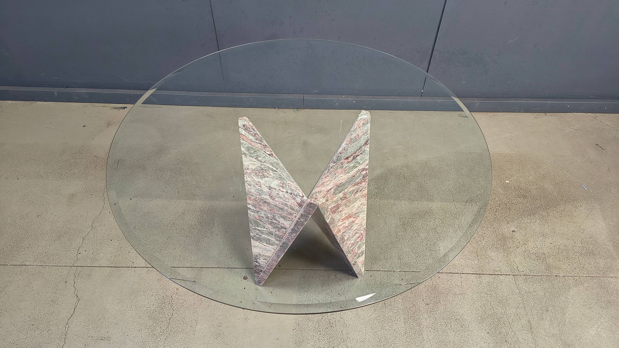 Architectural marble and glass dining table, 1970s