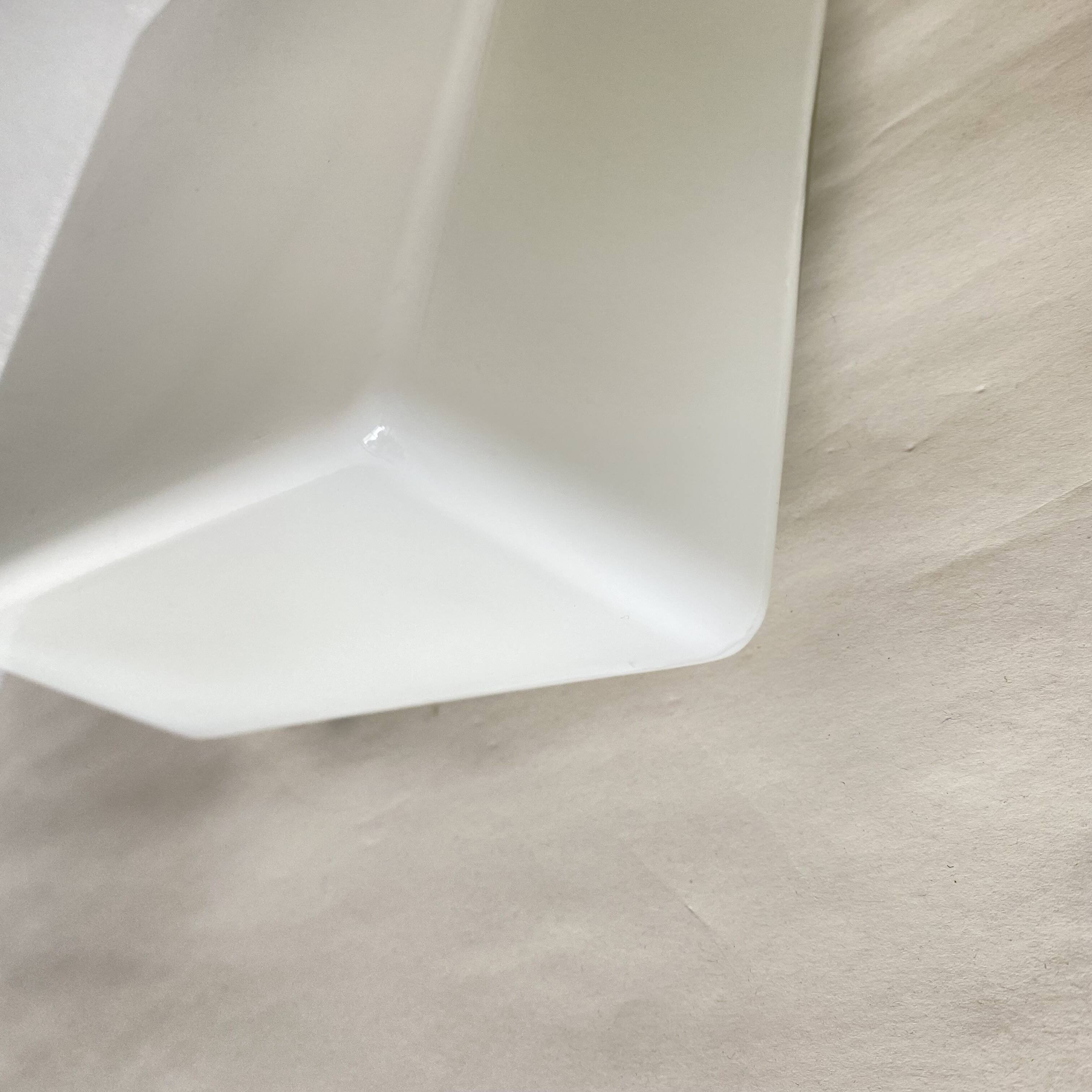 Square opaline wall and ceiling light 19 cm white glass 1960