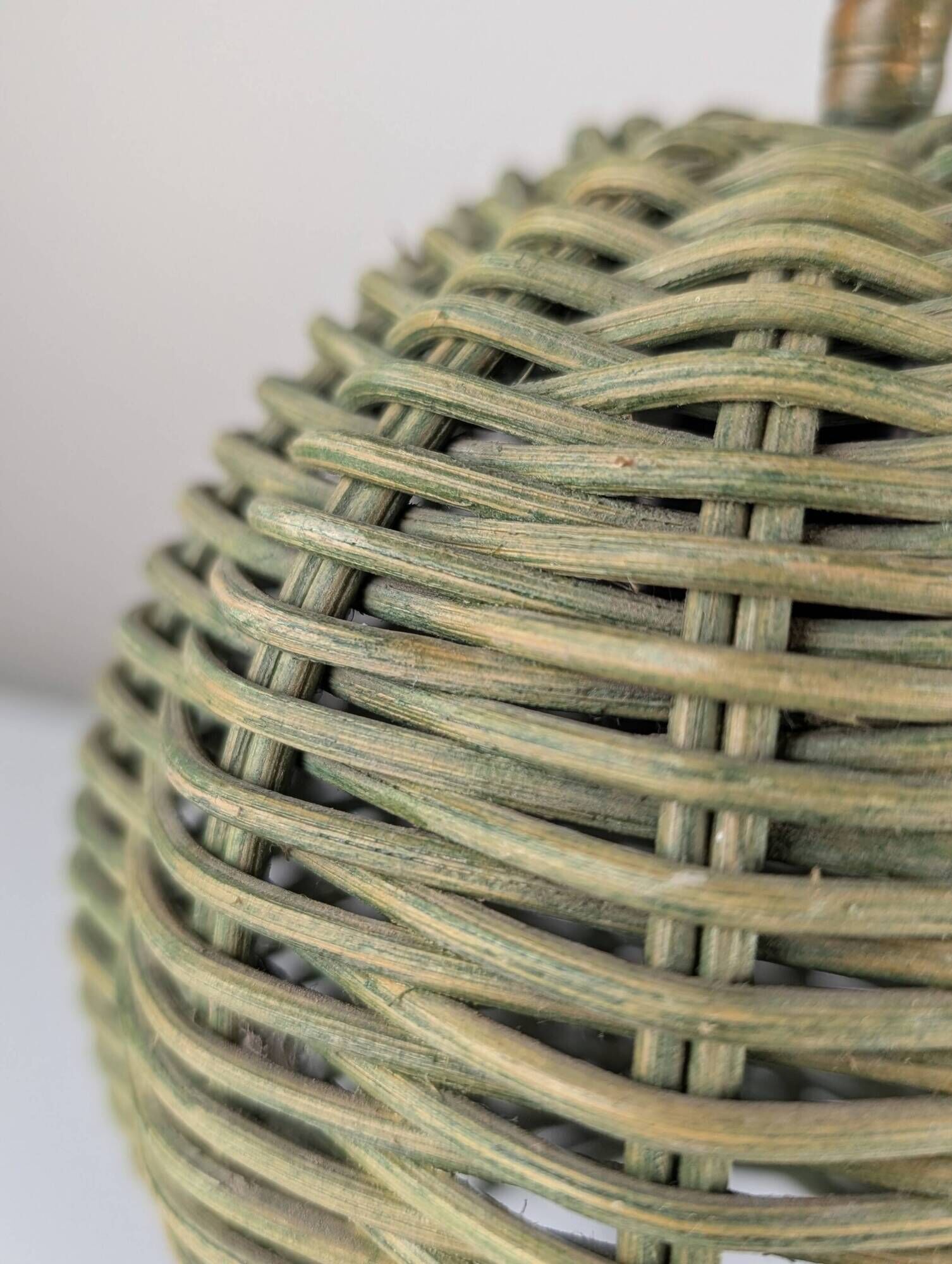Organic Modern Mario Lopez Torres Style Green Rattan Lamps 1980s