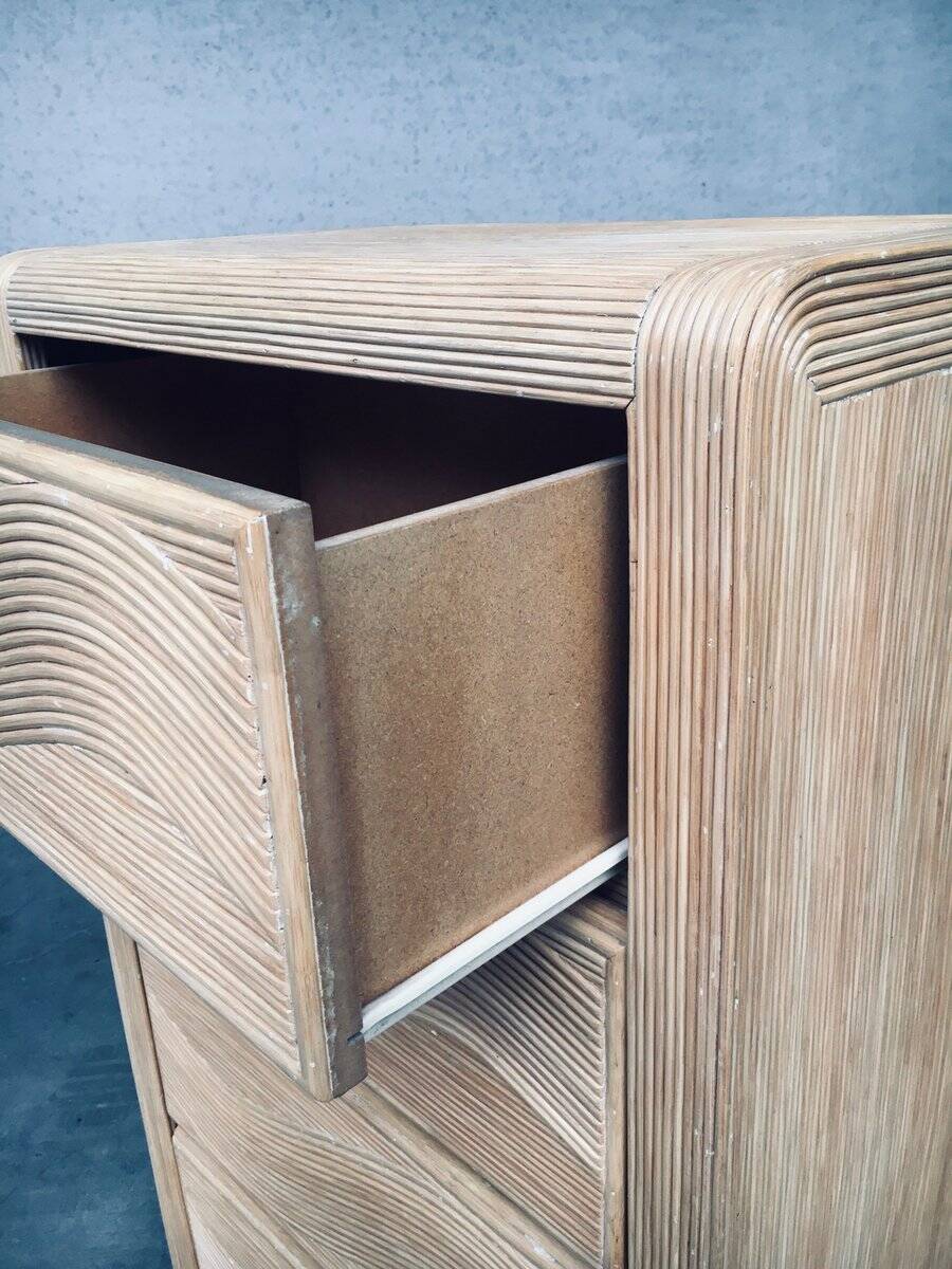 Vintage Rattan High Chest of Drawers, 1980s