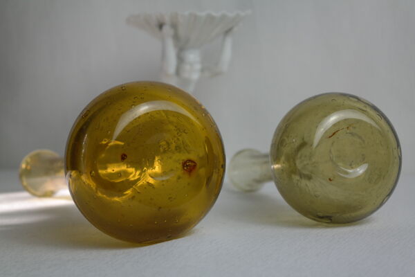 Paire de soliflores en verre soufflé bullé biot vintage