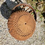 Rattan and bamboo pouf