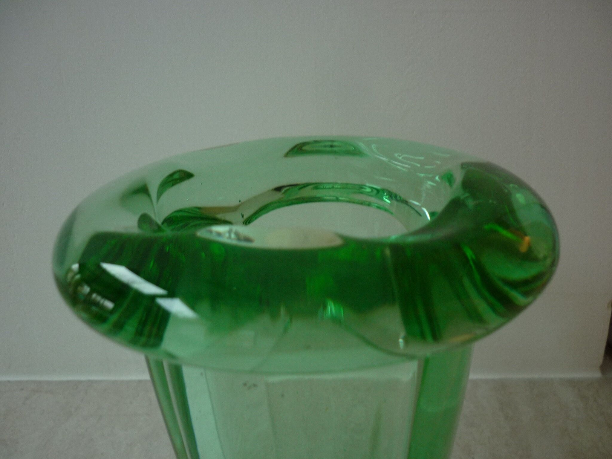 Green crystal vase from the 50s