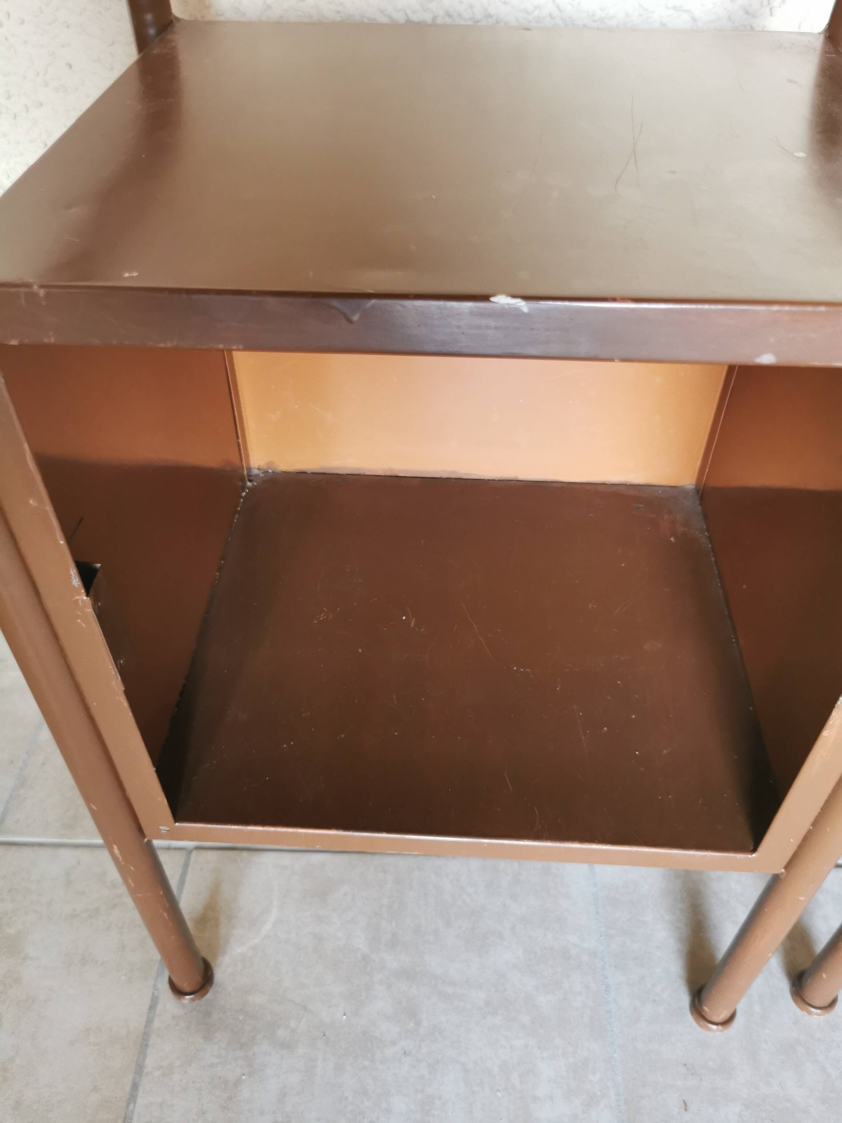Pair of boarding school bedside tables